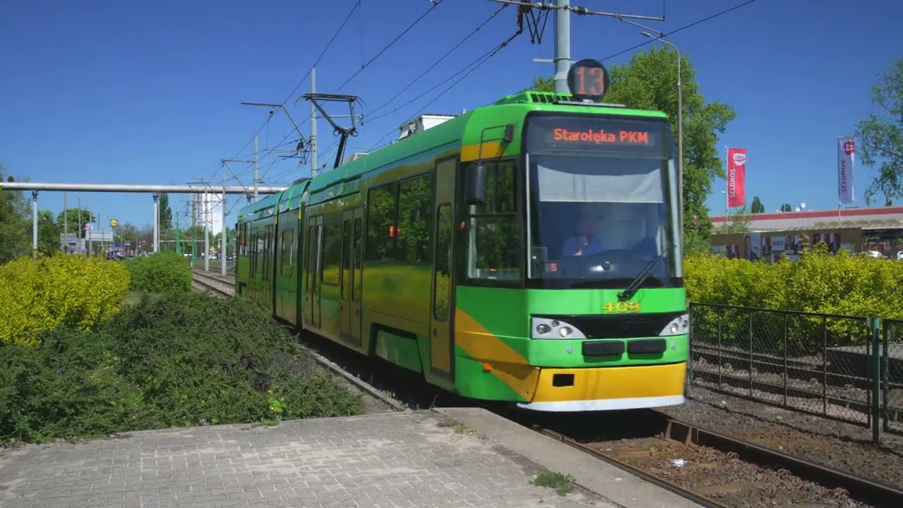 Poland, Poznań, tram 13 ride from Rondo Starołęka to Starołęka PKM