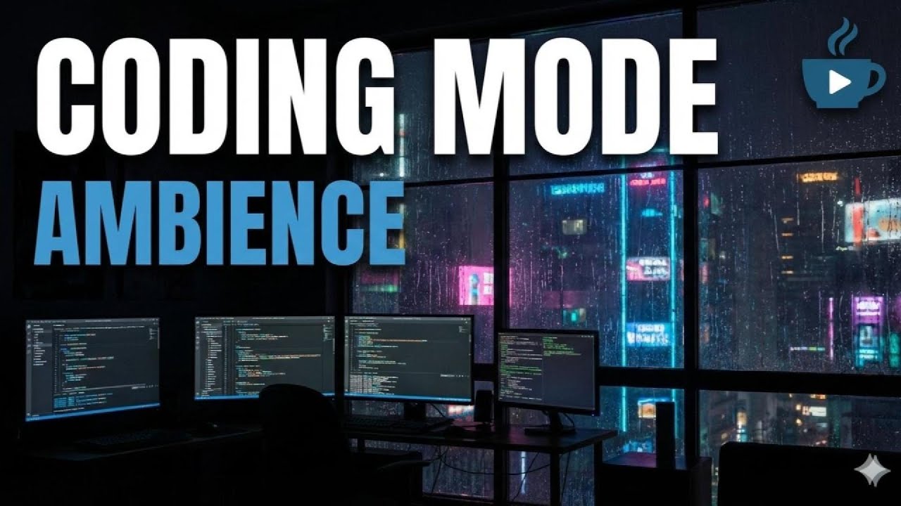 Coding Mode Ambience | Cyberpunk City Rain & Deep Focus Music [1 Hour]