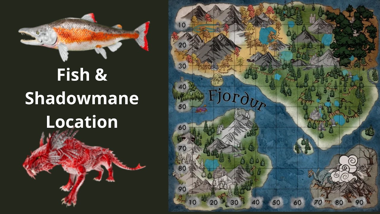 Ark Surival Evolved : Salmon + Shadowmane location (Fjordur) FR