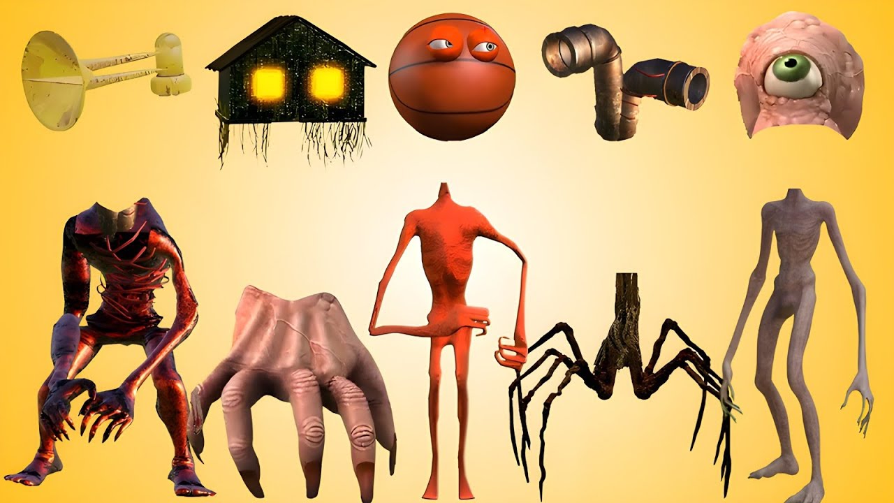 WRONG HEADS SIREN HEAD CAR, GREEN HOUSE HEAD, SCARY HOUSE, SIREN HEAD DOUBLE, SIREN HEAD THUNDERBOLT