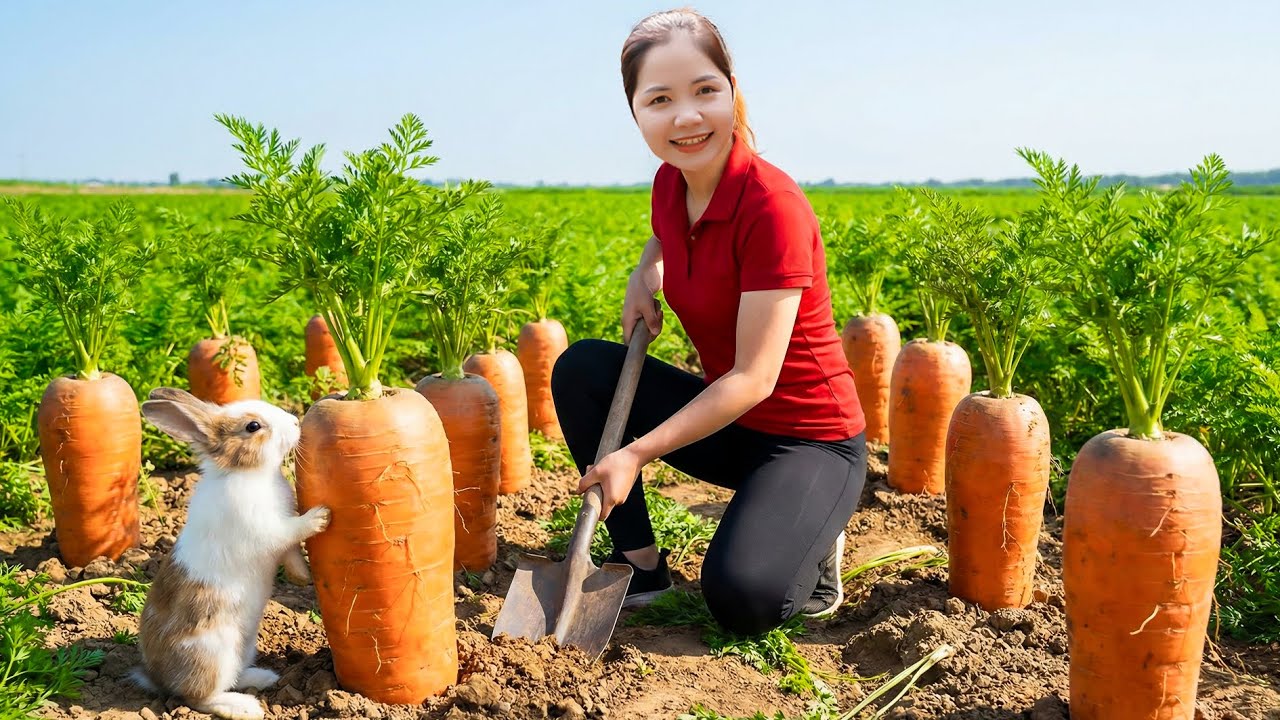 Harvesting 1000+ Kg Big Rainbow Carrots To Sell At Market, Tips for Making Delicious Carrot Salad !