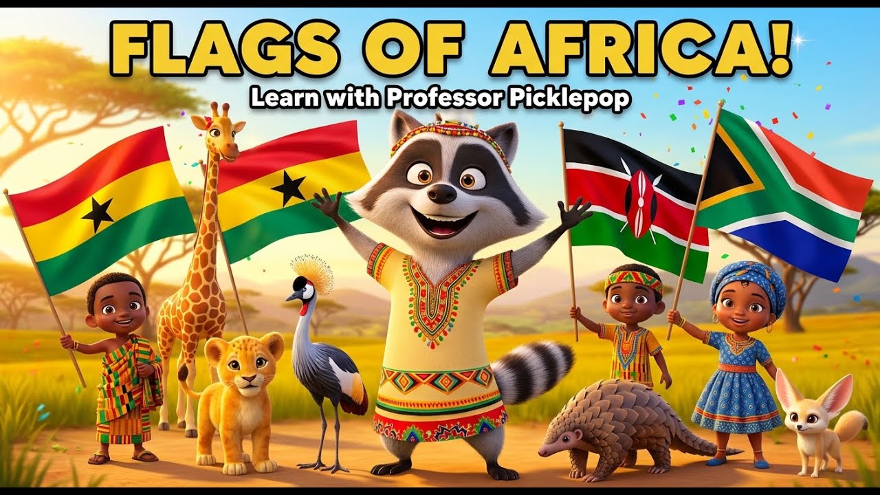 Learn Flags of Africa for Kids | Fun Geography & Songs with Professor Picklepop
