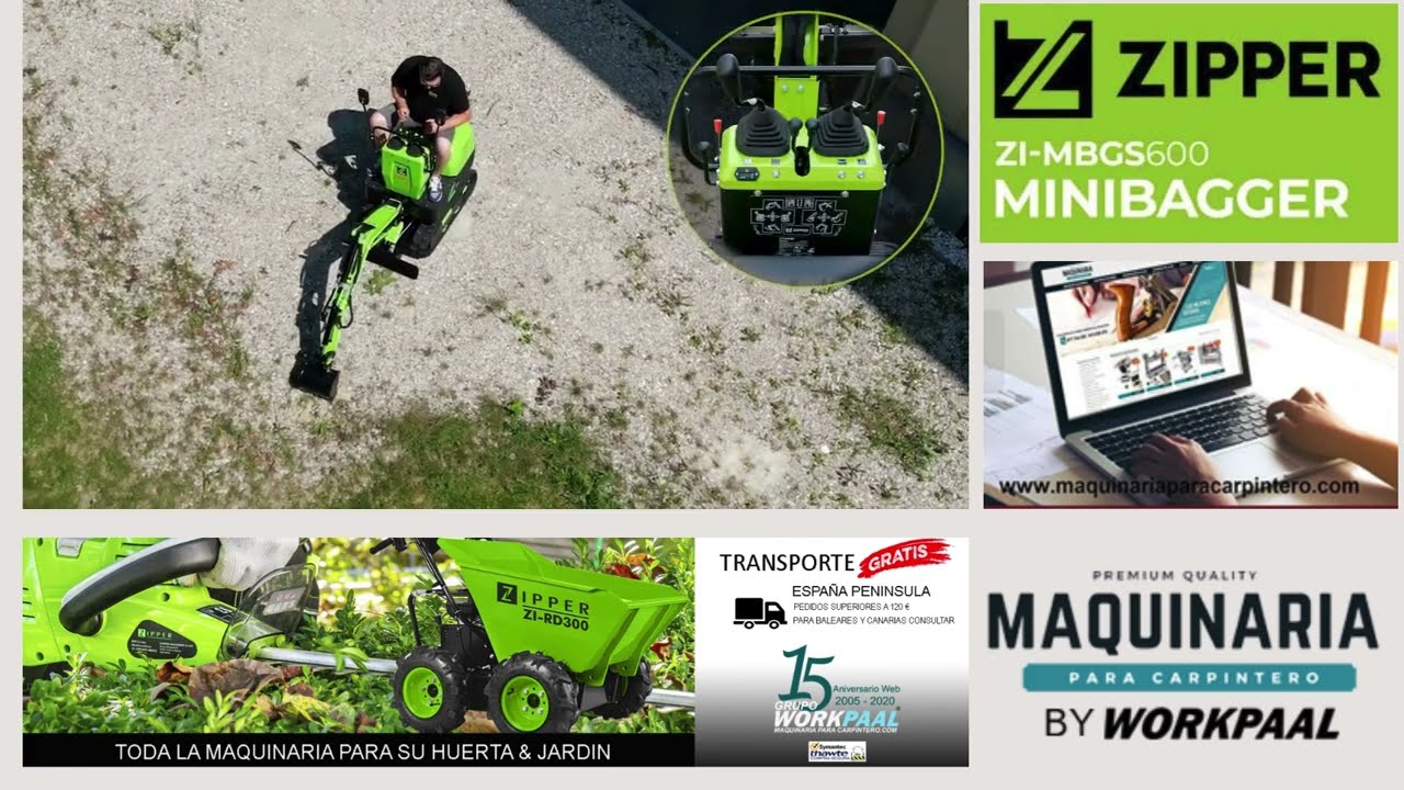 MINIEXCAVADORA CON CREMALLERA ZIPPER ZI-MBGS600 WWW.WORKPAAL.COM