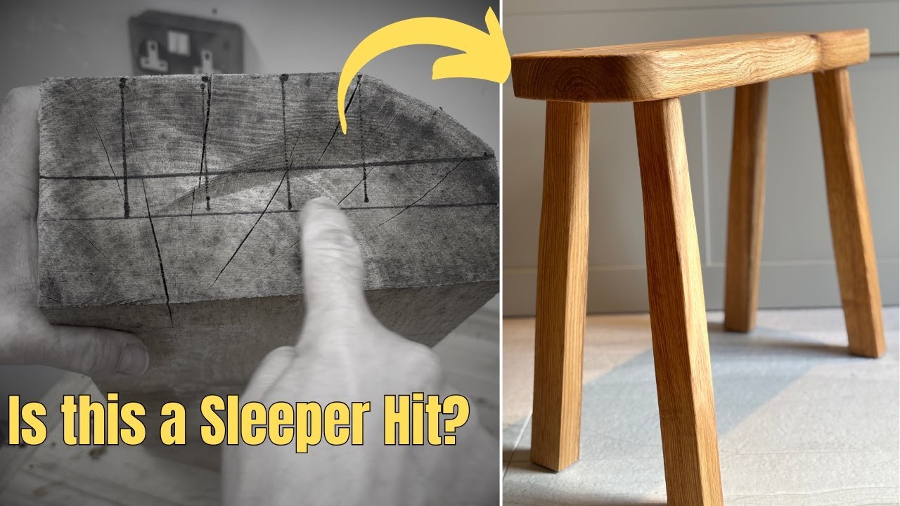 Making a Beautiful Oak Fireside Stool from an Old Sleeper | DIY Woodworking Project