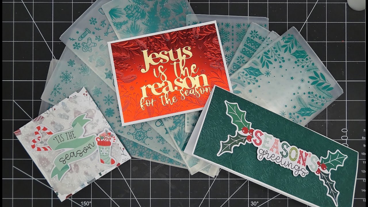 Diamond Press Season's Greetings Embossing Folders Bundle Review & 3 Cards Tutorial! Pretty Designs!