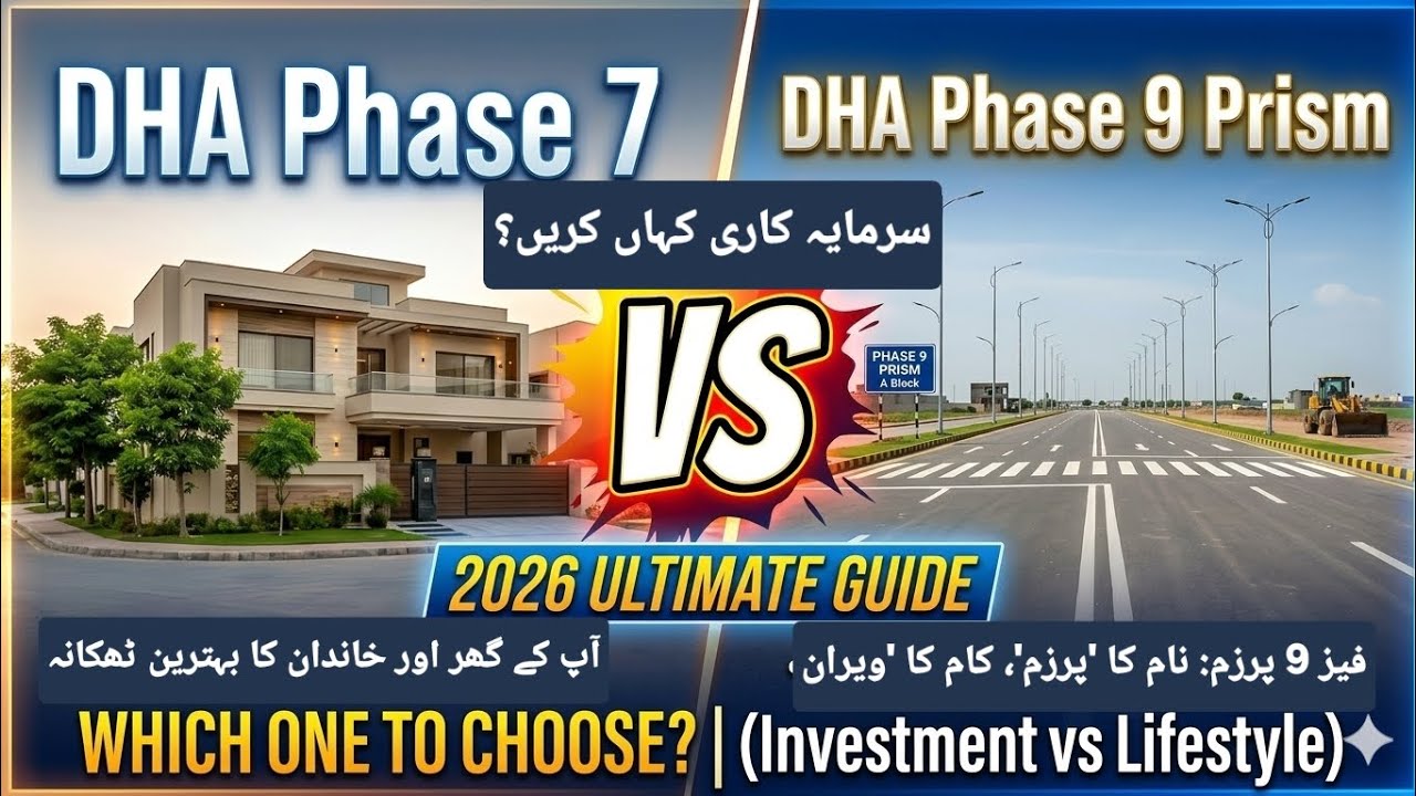 DHA Phase 7 vs DHA Phase 9 Prism: Which is Best in 2026? 🏠 (Prices & Investment Guide)