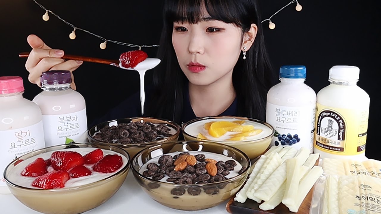 ASMR 과일 시리얼 요거트 치즈 디저트 먹방 FRUIT & YOGURT & DESSERT MUKBANG フルーツ ヨーグルト デザート EATING SOUNDS