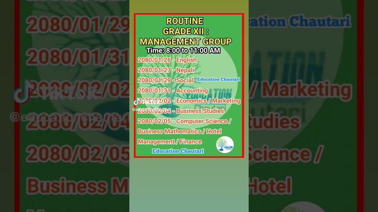 Class 12 । Final Exam Routine  । Management Group । #neb #class12 #routine #timetable #management