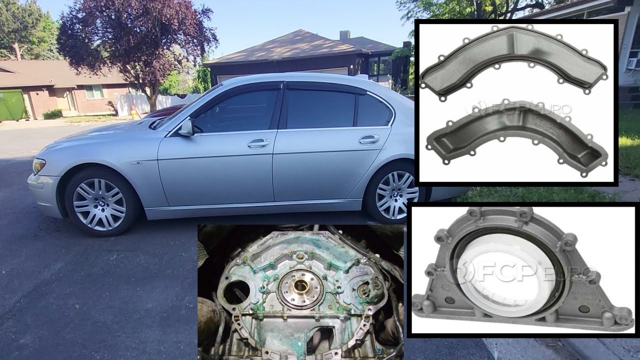 Full DIY BMW N62 Rear Coolant Cover and Rear Main Seal. Transmission Removal e65/e66 BMW-11147504376