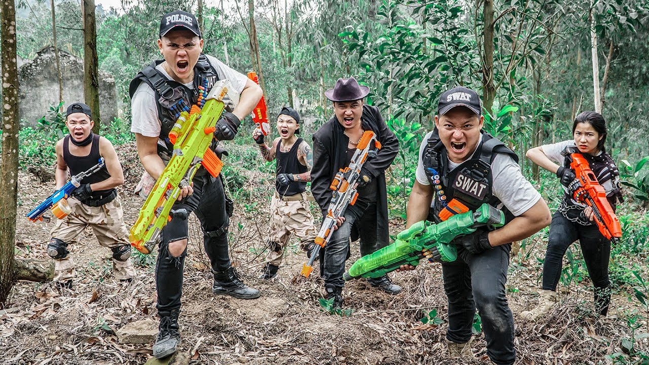 LTT Game Nerf War : Jungle Warriors SEAL X Nerf Guns Fight Crime Rocket Crazy Bandits Diamond