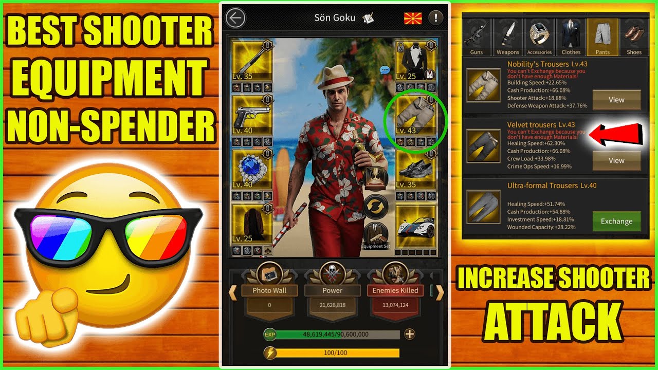 Best Shooter Equipment For Non-Spender - Mafia City