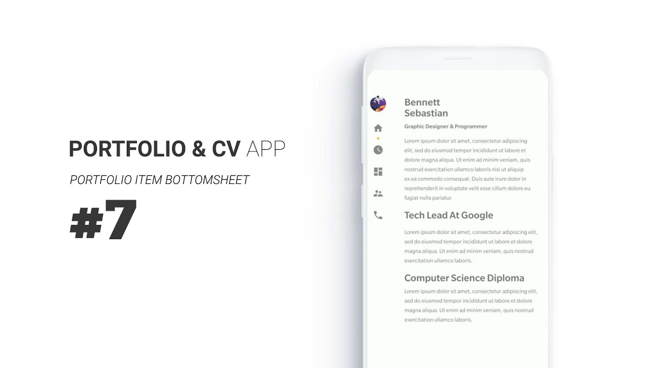 Android CV & Portfolio Minimal App part7: Portfolio BottomSheet fragment | Android Studio Tutorial