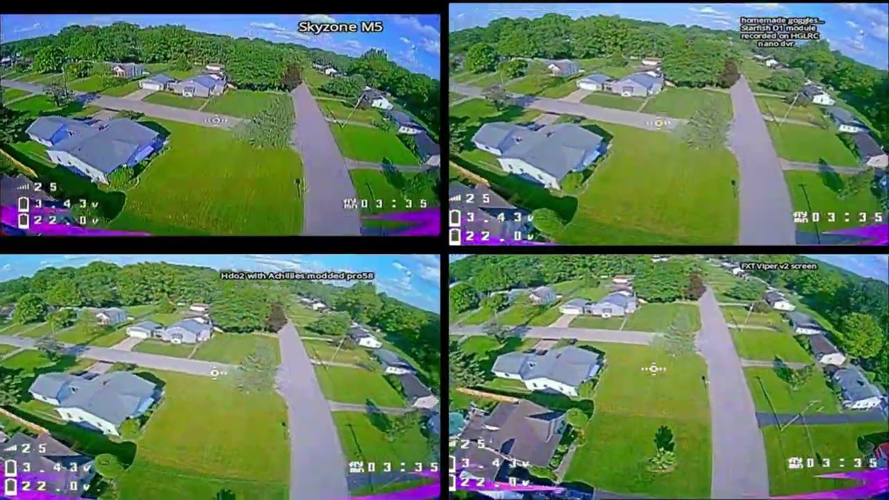 Skyzone M5 screen vs Starfish D1 vs FXT Viper v2 vs Eachine PRO58 modded w/ achilles