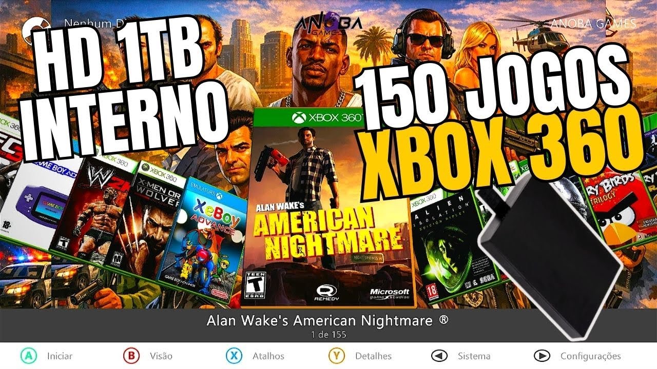 O HD DEFINITIVO! 1TB Lotado para Xbox 360 RGH (150+ Jogos) - O Maior Acervo do Brasil!
