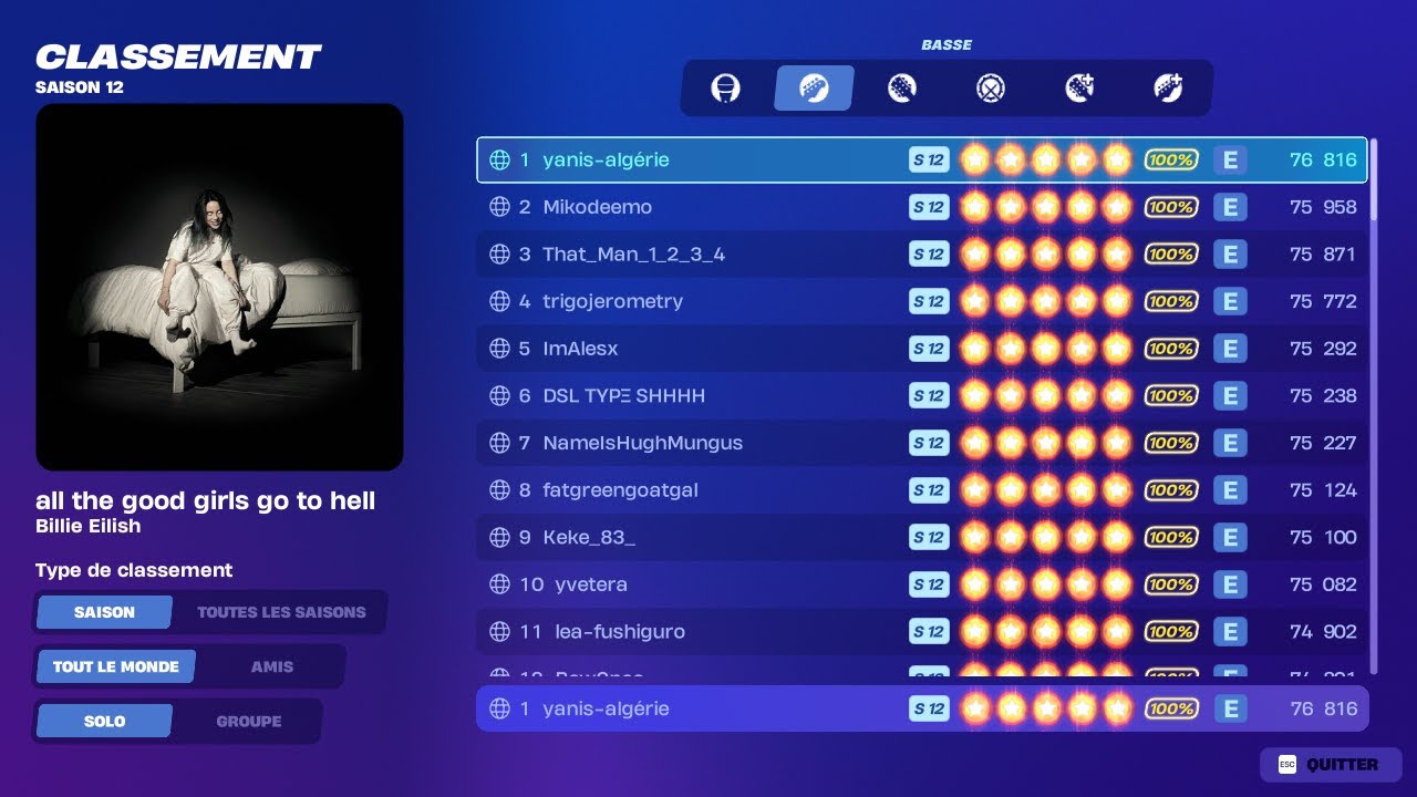 FORTNITE FESTIVAL S12 - all the good girls go to hell | Billie Eilish - Bass