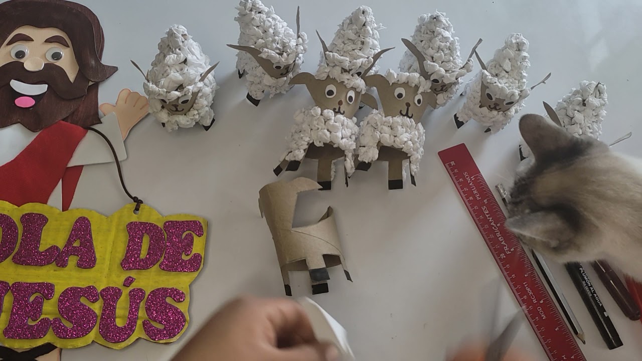 Oveja con cono de papel higiénico, muy lindo 😍, fácil de realizar