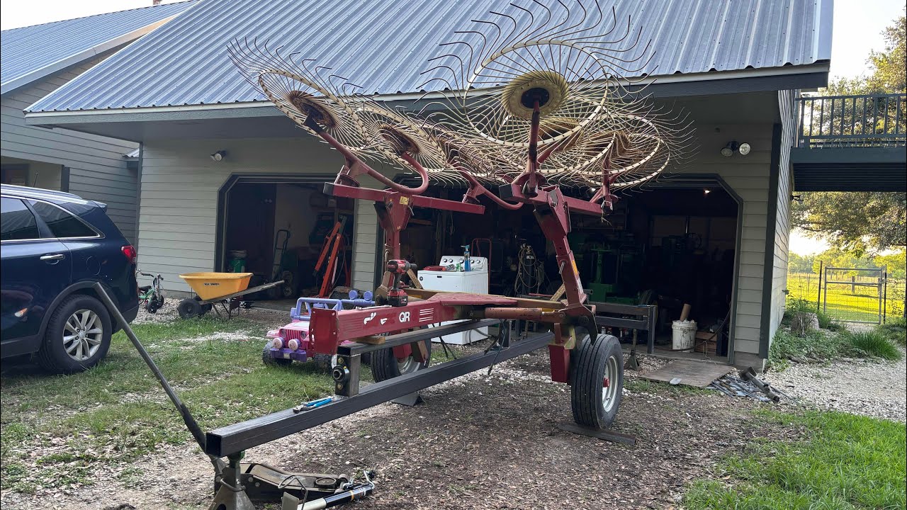 The beginning of my homemade baler connection style wheel rake