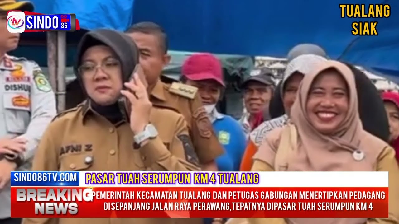 pemerintah kec tualang dan  petugas gabungan menertibkan pedagang pasar Tuah serumpun km 4 Tualang.