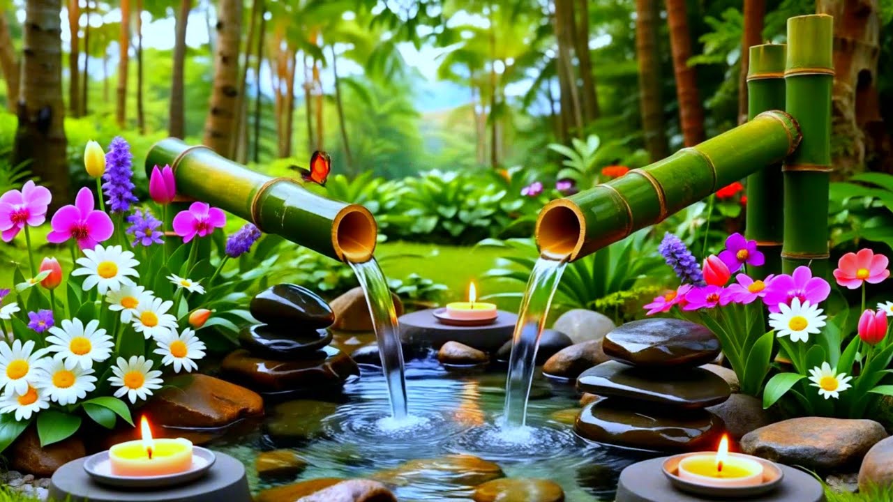 Stop Overthinking 🌿 Bamboo Water Fountain Relaxing Music for Sleep