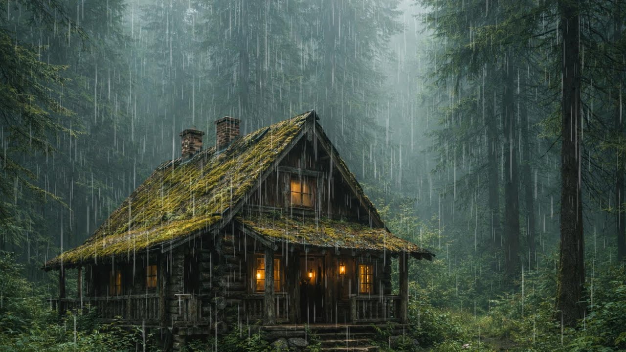ASMR Rainy Forest Cabin 🌲 Soft Rain, Forest Ambience, Deep Sleep & Relaxation