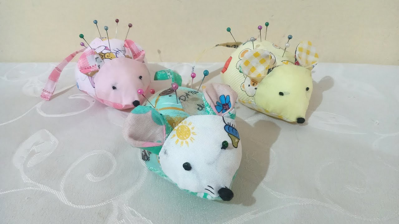 📍​ PORTA ALFILERES de RATÓN 🐭 con TELA - MOLDE PARA DESCARGAR *GRATIS* - DIY (FÁCIL y RÁPIDO)