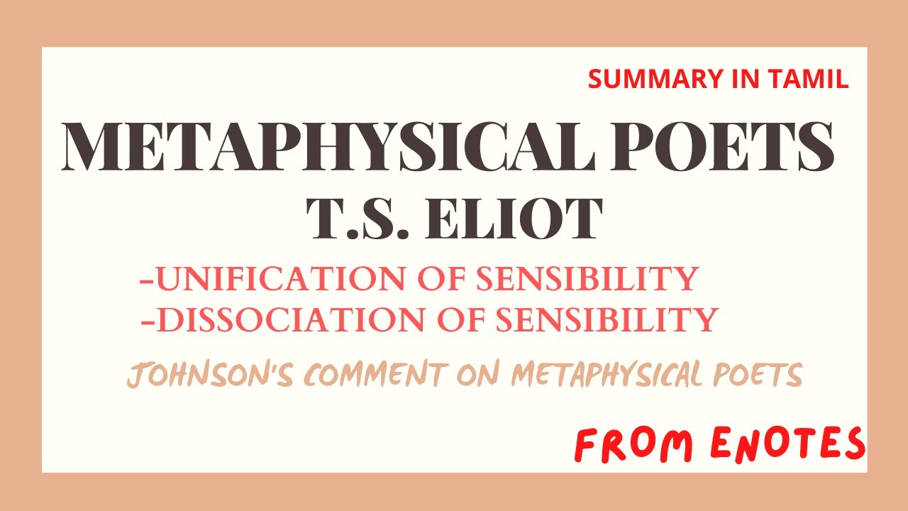 METAPHYSICAL POETS BY T.S. ELIOT SUMMARY IN TAMIL