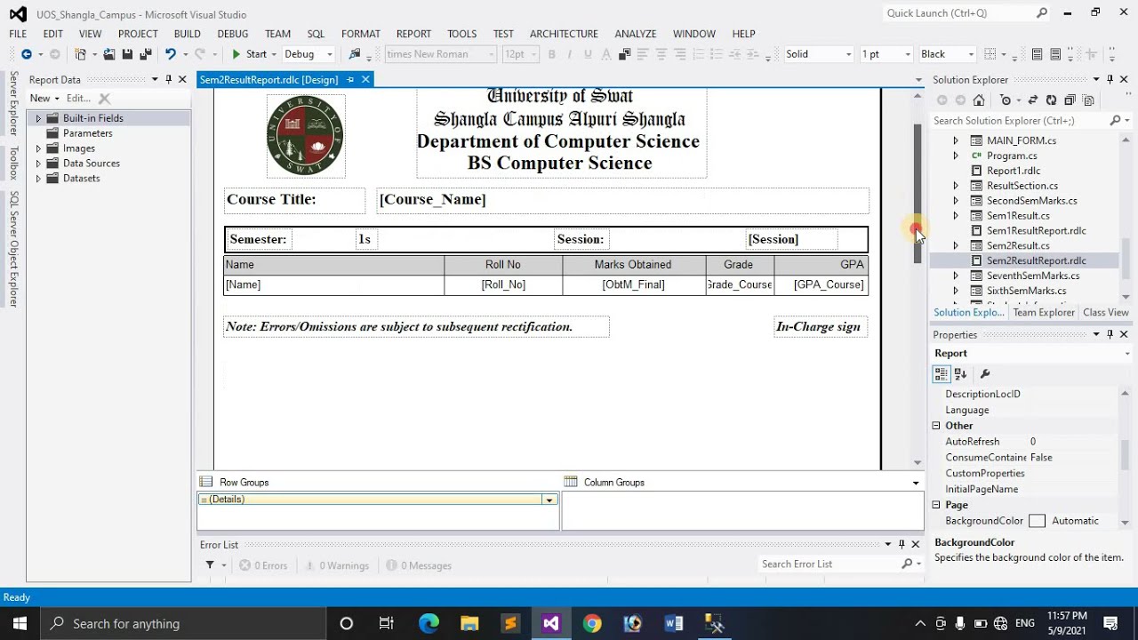 Report does not fit in print preview or on Pdf export