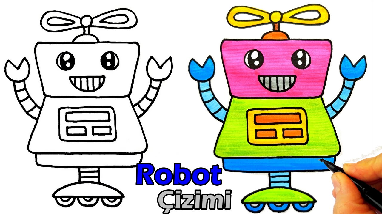 Robot Çizimi 🤖 Robot Resmi Nasıl Çizilir? ✍ Kolay Robot Çizimi - Easy Robot Drawing 🤖