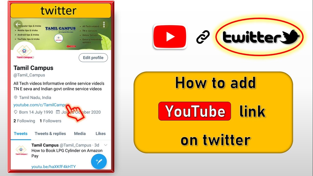 How to add youtube link on Twitter Profile | Link Youtube with twitter Tamil