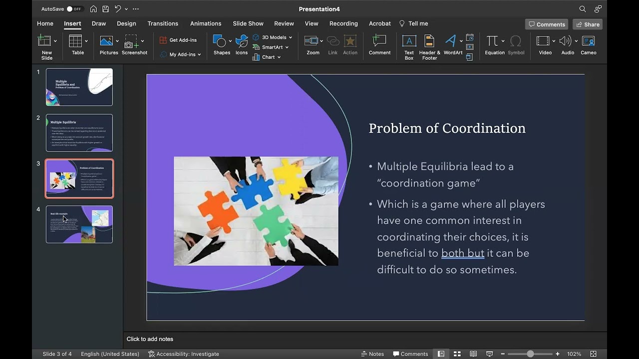 Multiple Equilibria and Problem of Coordination