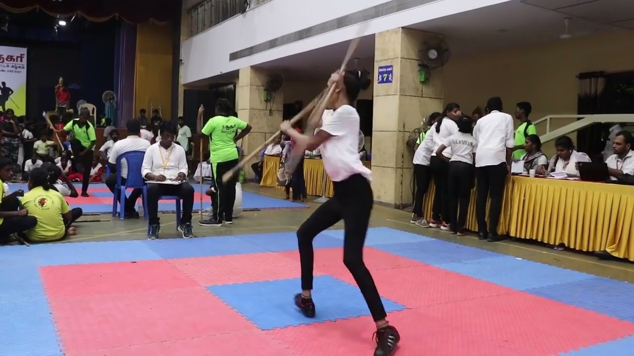 State level silambam competition | Hanu | Stickman silambam | Double stick individual performance