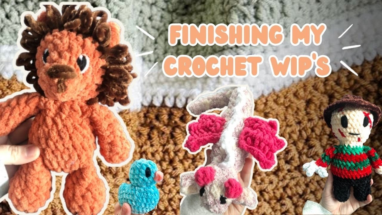 Finishing Crochet plush WIPs for market prep!