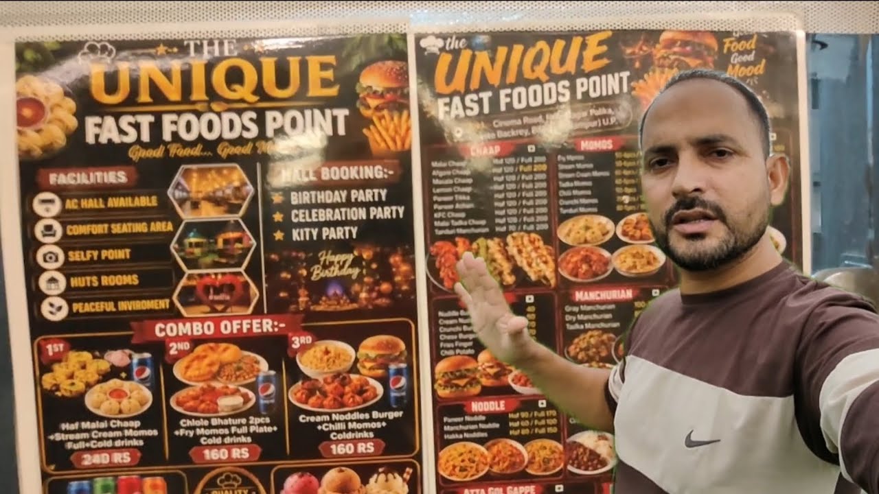 Bilaspur mein the unique fast food point ka menu card
