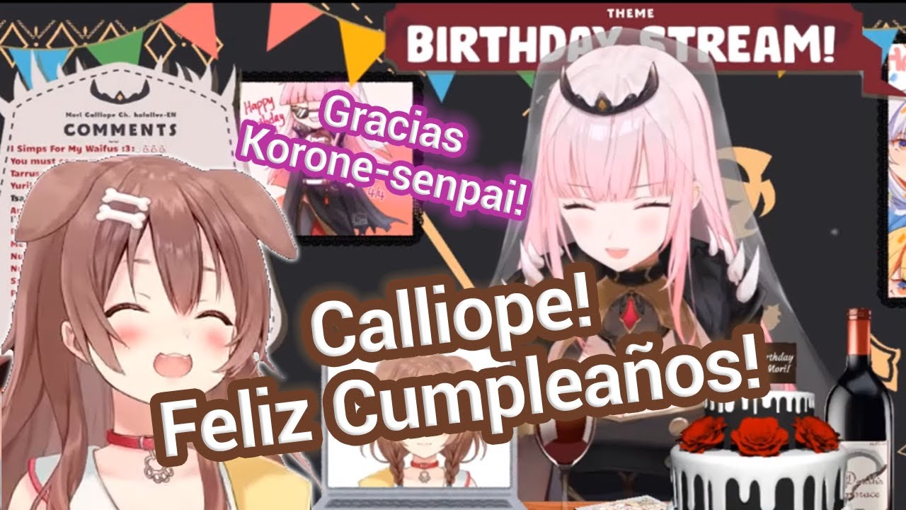 Korone llama a Calli y le da un Tierno Mensaje en su Cumpleaños (Sub Español)