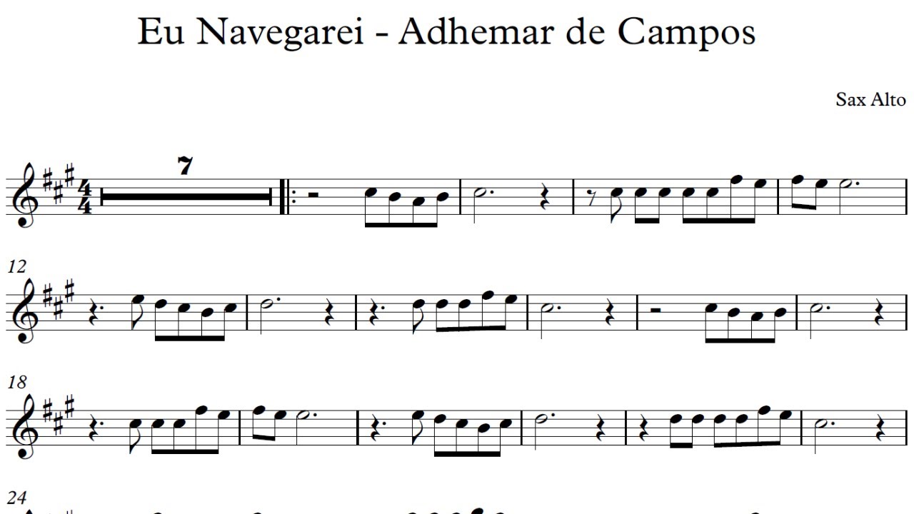 EU NAVEGAREI | PARTITURA PARA SAX ALTO  | ADHEMAR DE CAMPOS