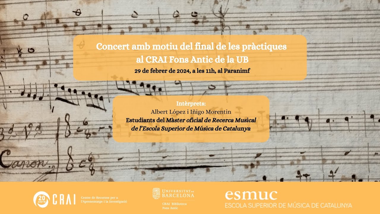 Concert amb motiu del final de les pràctiques al CRAI Fons Antic de la Universitat de Barcelona