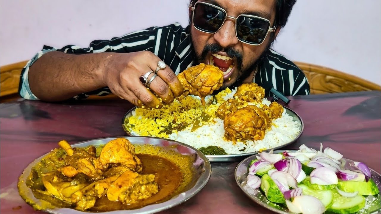 Spicy Chicken Curry and Fry Rice Eating Challenge, Mukbang Eating, Spicy leg piece 