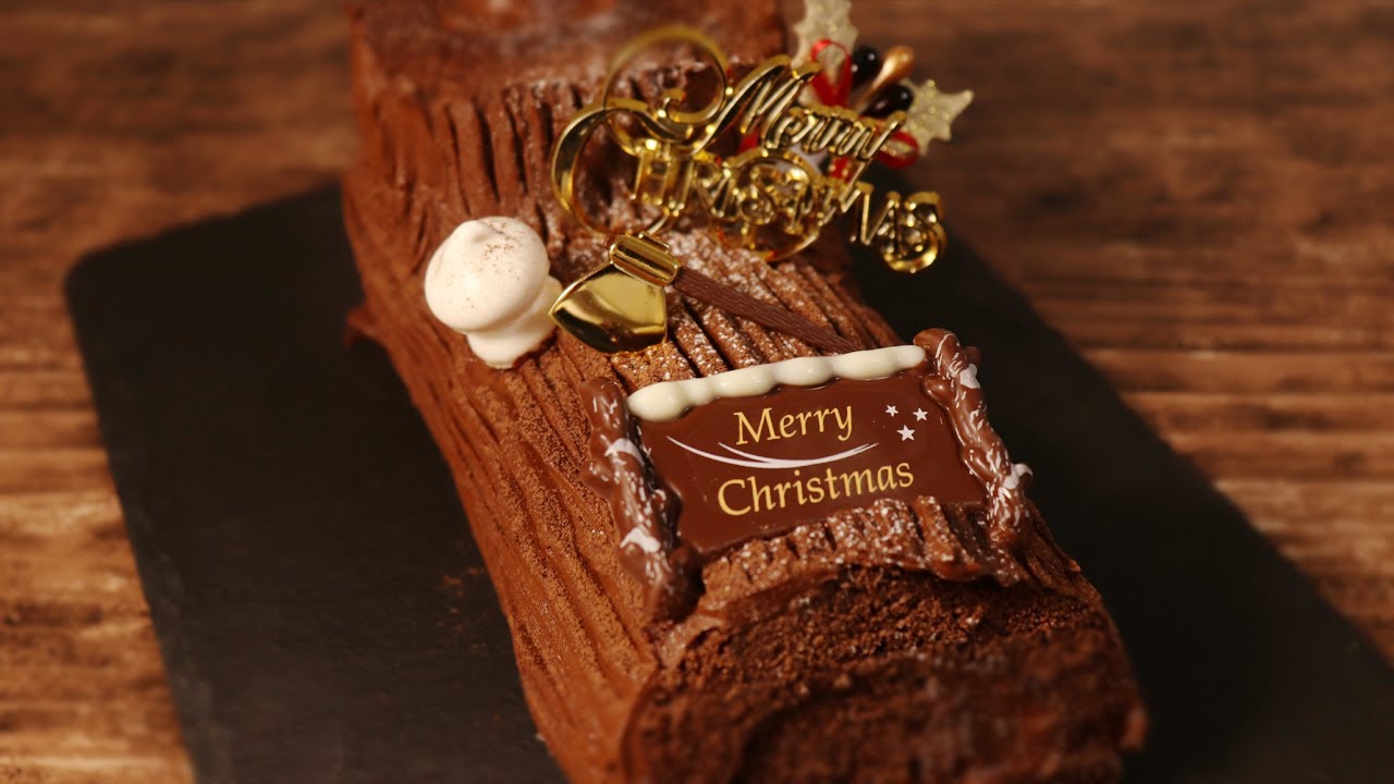 クリスマスケーキ【ブッシュドノエルの作り方】 How to make Buche de Noel 【ネコノメレシピ】