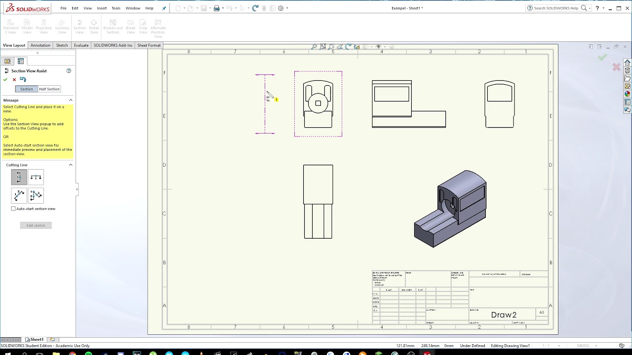 CAD 1 SolidWorks 2017 - Snitt, vyer och ritningar