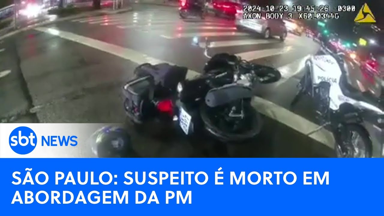 Suspeito armado &eacute; baleado e morto durante abordagem da PM em S&atilde;o Paulo | #SBTNewsnaTV (25/10/24)