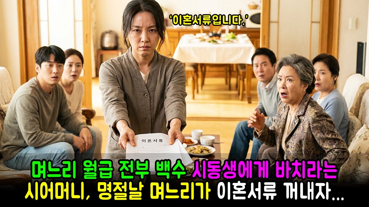 며느리 월급 전부 백수 시동생에게 바치라는 시어머니, 명절날 며느리가 이혼서류 꺼내자... ㅣ사이다 ㅣ막장사연 ㅣ반전사연