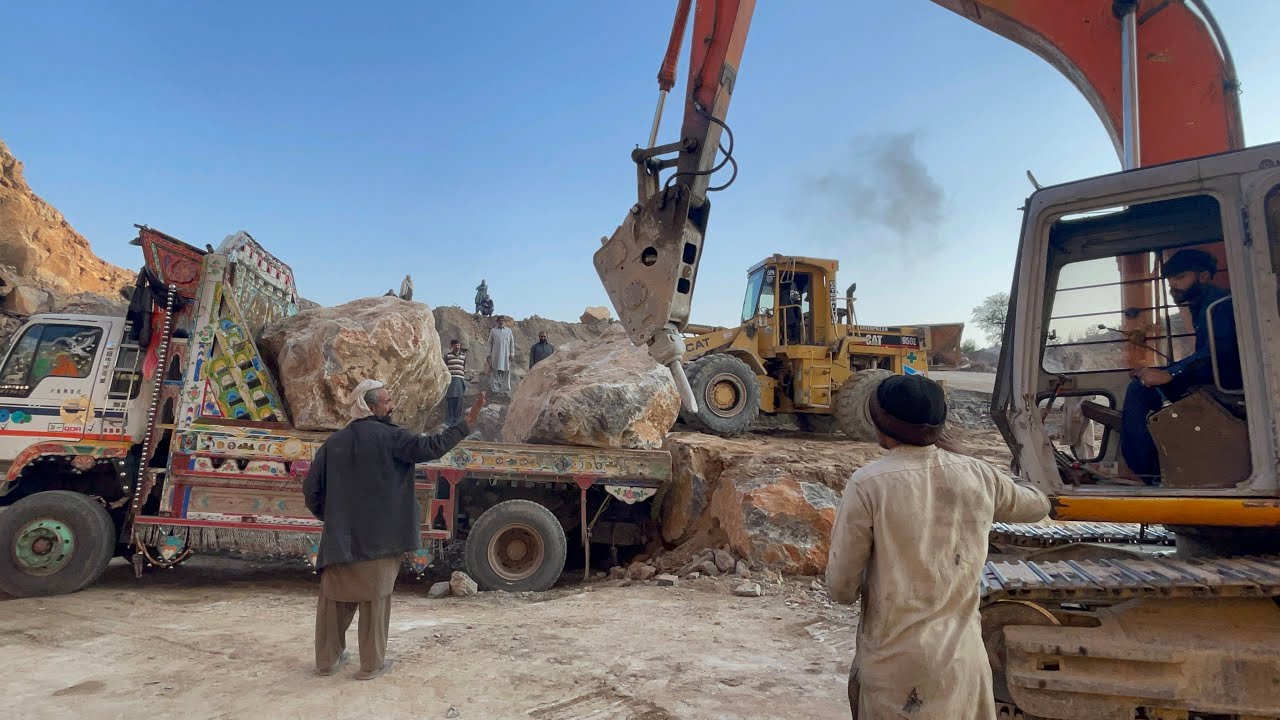 “ Incredible Mountain Truck Loading: From Huge Stone To Crushing Machine.#stonecrusher 