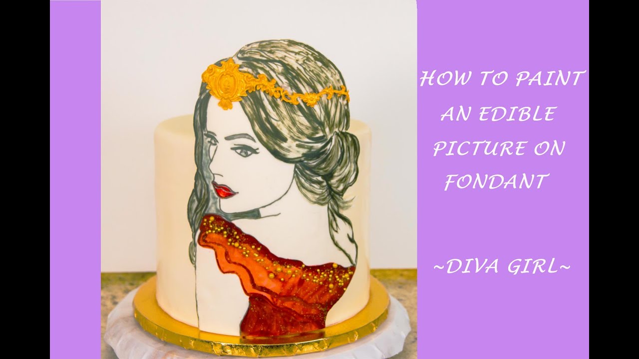How to paint an edible picture on fondant (on cake).
