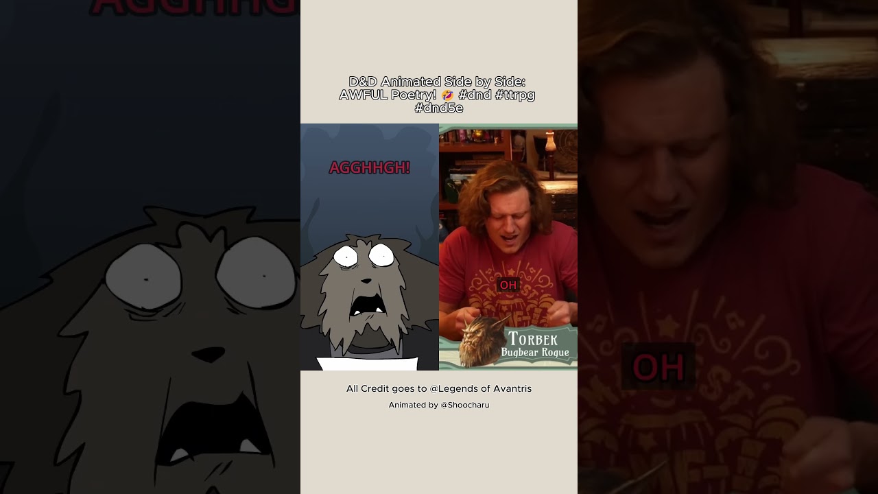 D&D Animated Side by Side: AWFUL Poetry! 🤣 #dnd #ttrpg #dnd5e