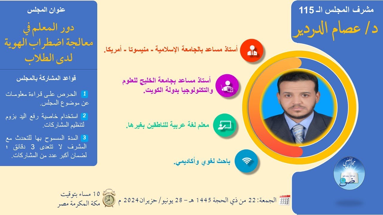 دور المعلم في معالجة اضطراب الهوية لدى الطلاب - د/ عصام الدردير - المجلس (115)