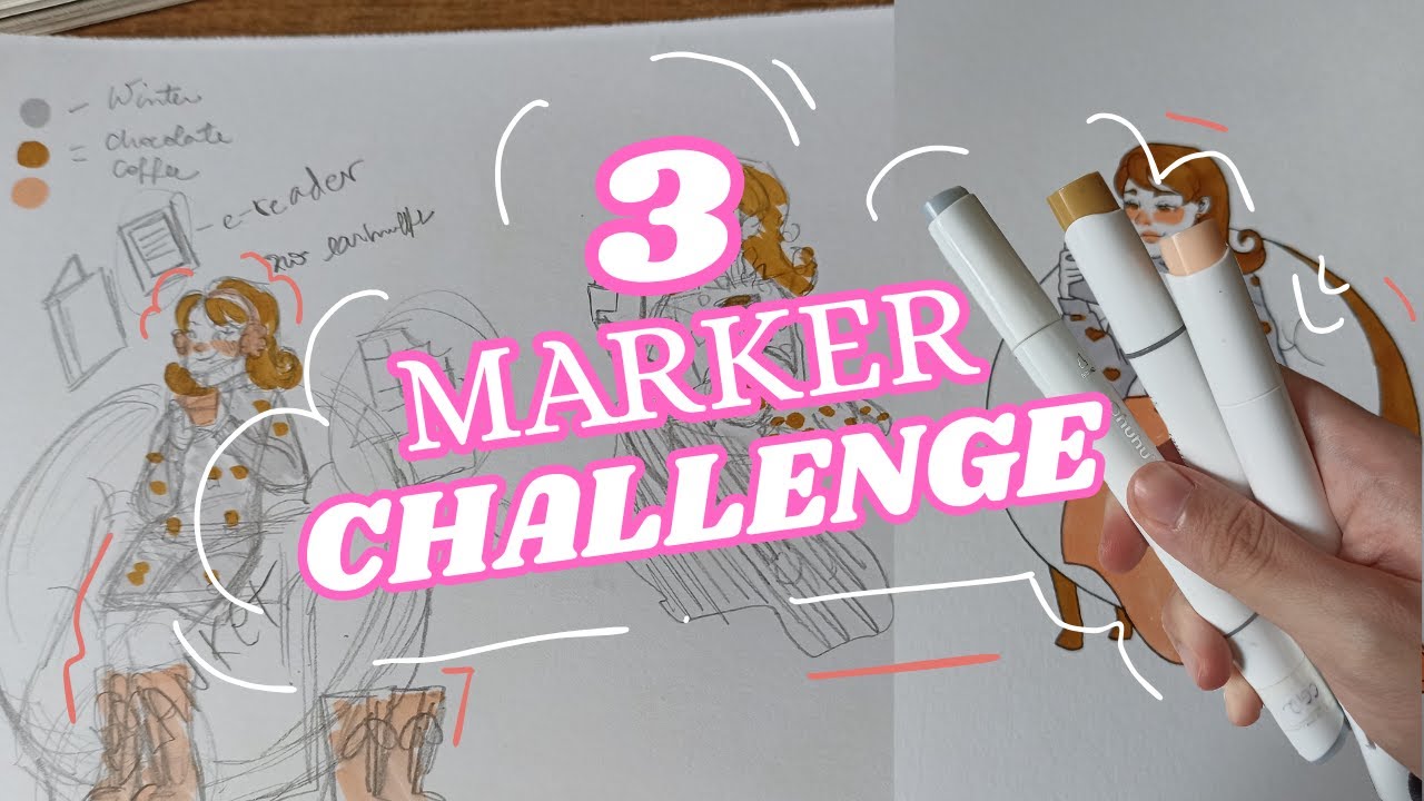 3 MARKER CHALLENGE! draw a character with me with ohuhu markers!