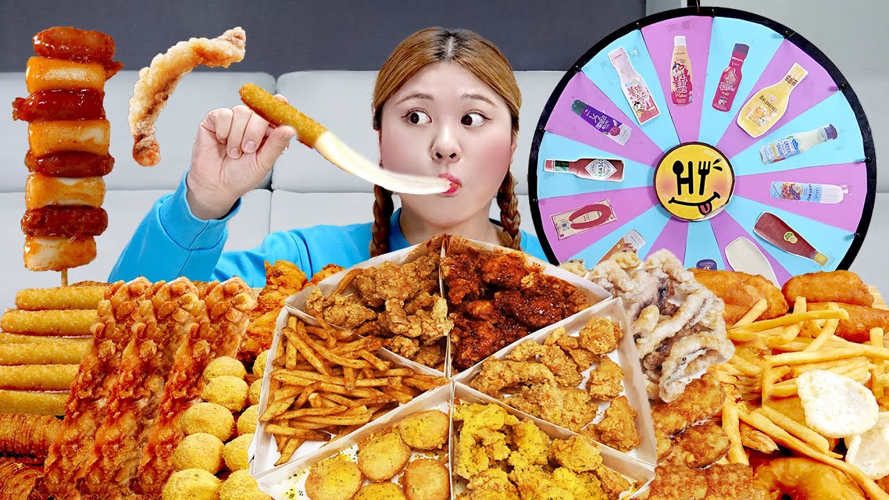 Mukbang Korean Chicken 6가지 치킨 사이드 씩스팩 먹방 FRIED CHICKEN FIRE NOODLES EATING | HIU 하이유