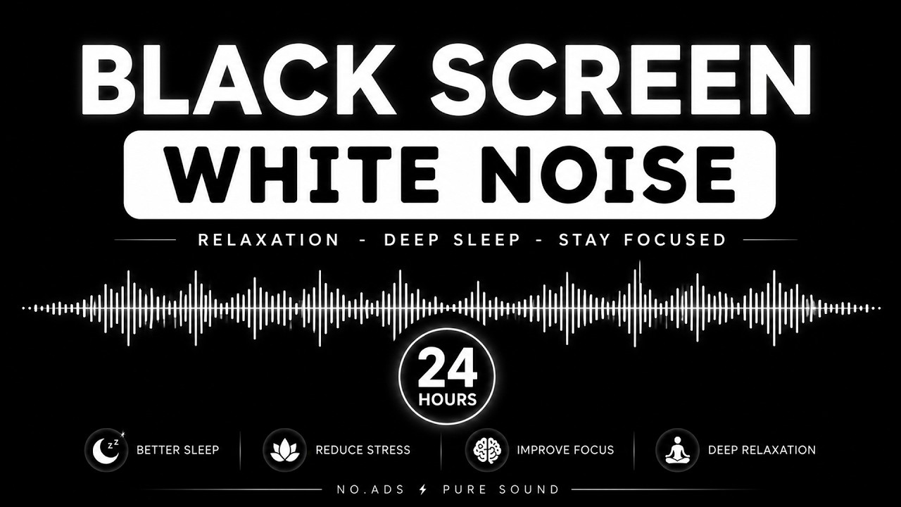 White Noise for Deep Sleep | Black Screen | 24 Hours of Pure Calm