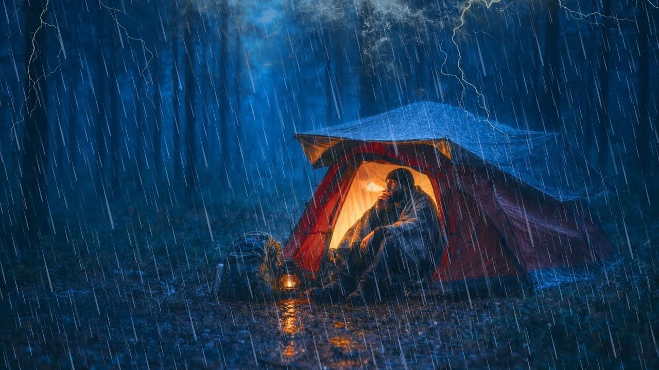 Lonely Night in a Tent During Heavy Rain | Deep Sleep Rain ASMR