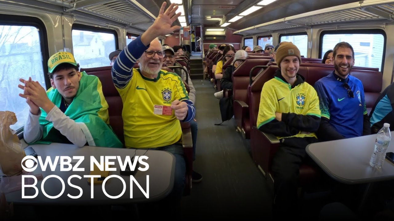 Soccer fans make journey to Gillette Stadium on train for Brazil-France friendly